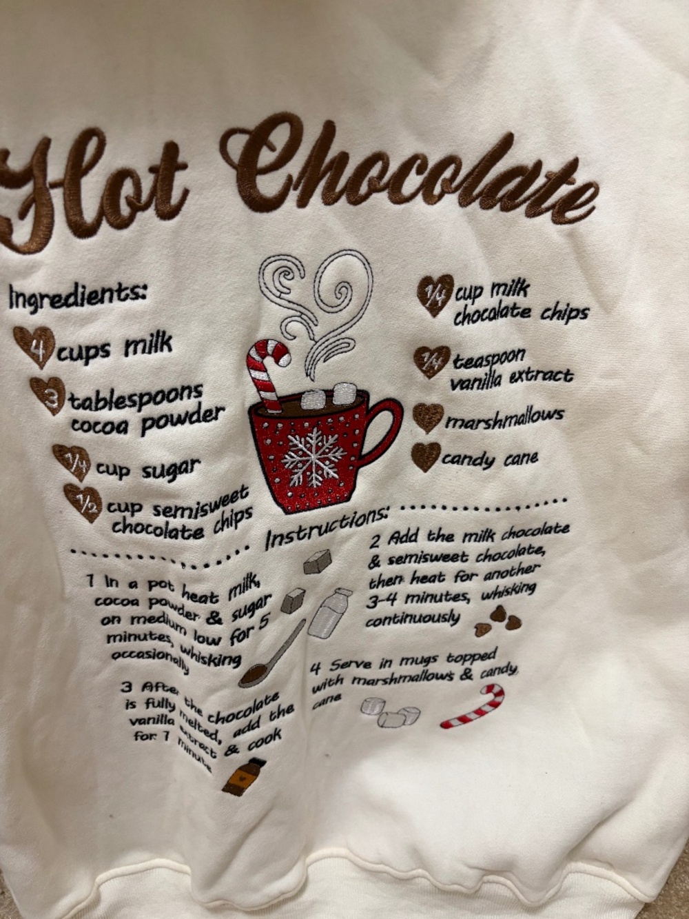 NWT - HOT CHOCOLATE SWEATSHIRT. Unisex COLOR WHIPPED CREAM XL